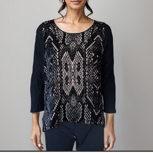 Rebecca Taylor Blouse Size 6 Black Silk Blend Velour Business Casual‎